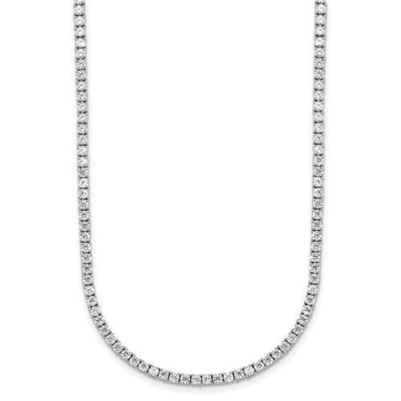 14K White Gold 5 CTW Lab Grown Diamond Adjustable Tennis Bolo Necklace – 26" - Picture 2 of 5